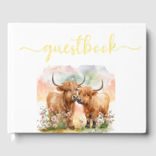 Highland cow Baby shower, birthday guest book