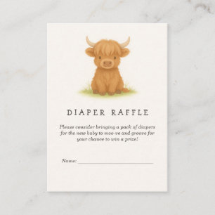 Highland Cow Baby Shower Diaper Raffle Enclosure Card