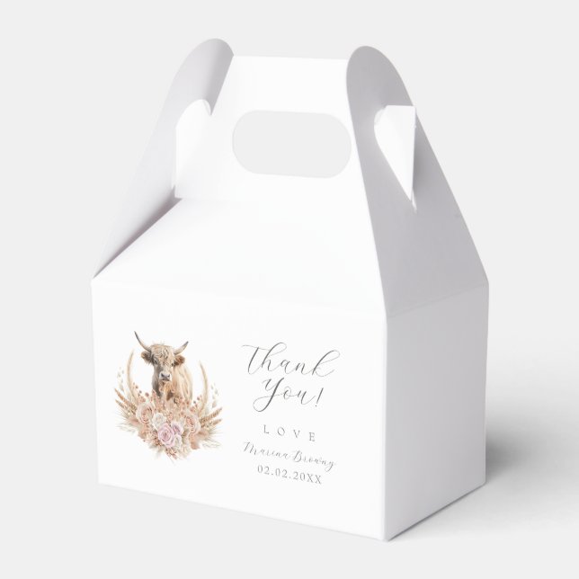 Highland Cow baby shower  Favour Box (Front Side)