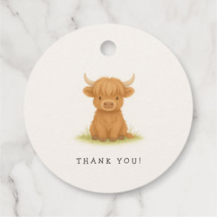 Highland Cow Baby Shower Favour Tags
