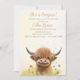 Highland cow baby shower invitation