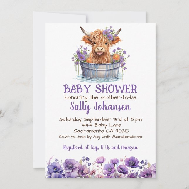 Highland Cow Baby Shower Invitation (Front)