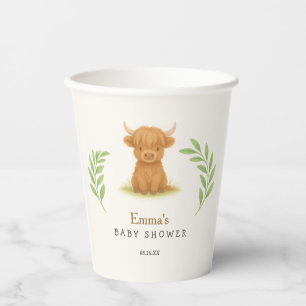 Highland Cow Baby Shower Paper Cups 