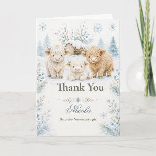Highland Cow Baby Shower Thank You Card