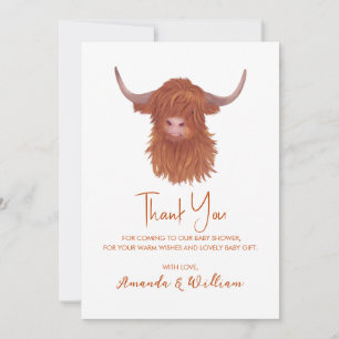 Highland Cow Baby Shower Thank You Card