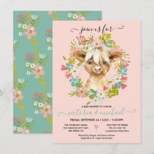 Highland Cow Baby Shower Wreath Invitation
