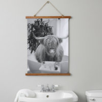 Highland Cow Bathtub Bathroom Art Fun Animal