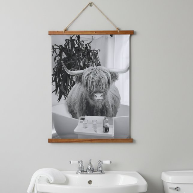  Highland Cow Bathtub Bathroom Art Fun Animal  Hanging Tapestry (Creator Uploaded)
