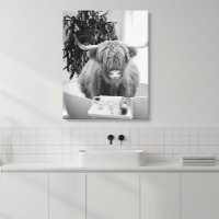 Highland cow Bathtub Black White Bathroom