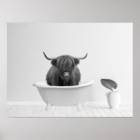 Highland Cow Bathtub Home Horizontal 