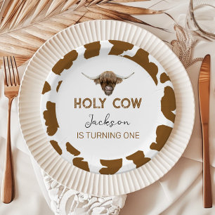 Highland Cow Birthday Baby Shower Paper Plate