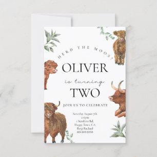 Highland Cow Birthday Invitation For Kids