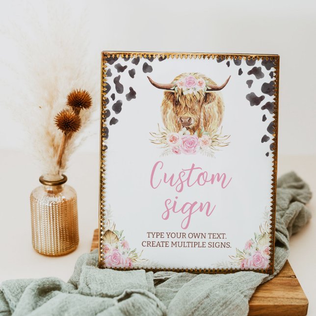 Highland Cow Birthday Party Table Sign (Creator Uploaded)