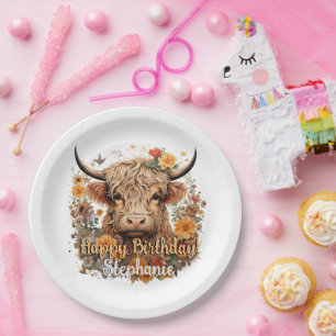 Highland Cow Birthday Shower Plate