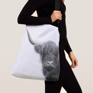 Highland Cow Black & White #4 Crossbody Bag