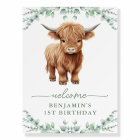 Highland Cow Boho Greenery Farm Animal Birthday