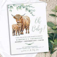 Highland Cow Boho Greenery Sage Baby Shower 