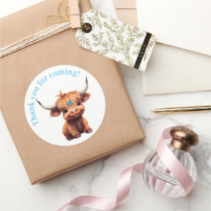 Highland cow boho party favour sticker