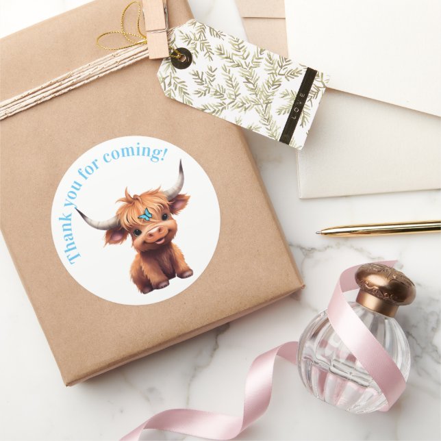 Highland cow boho party favour sticker (Gifting)