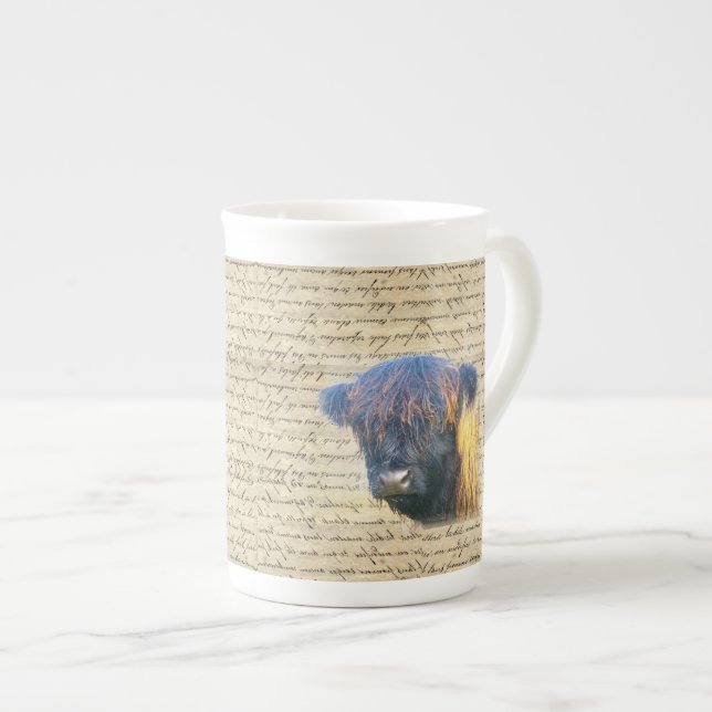 Highland cow bone china mug (Front Right)