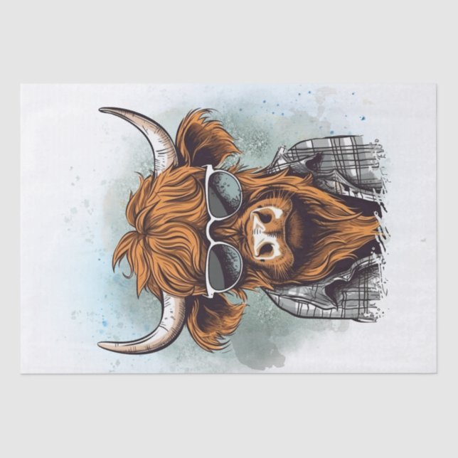 Highland Cow Bro Funny Highland Bull Tissue Paper (Front)