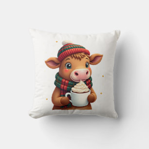 Highland Cow Brushstroke Christmas T-Shirt (4) Cushion