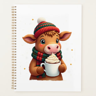 Highland Cow Brushstroke Christmas T-Shirt (4) Planner