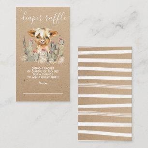 Highland cow cactus Diaper Raffle Card