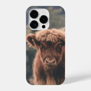 Highland cow calf autumn grass field iPhone 14 pro case