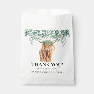 Highland Cow Calf Baby Shower Eucalyptus Thank you Favour Bags