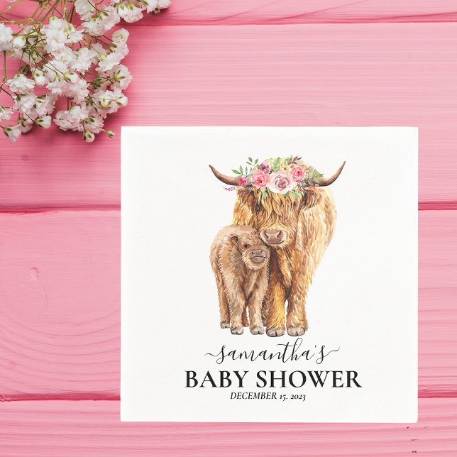  Highland Cow Calf Baby Shower   Napkin (Creator Uploaded)