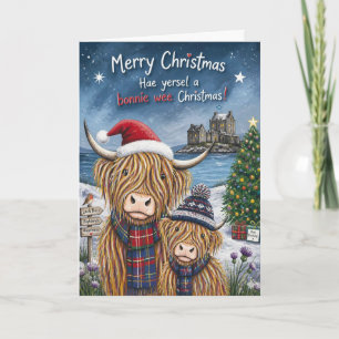 Highland Cow Calf Scottish Christmas Card