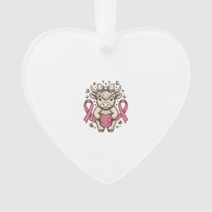 Highland Cow Cancer Awareness Ribbon Cute Calf Des Ornament