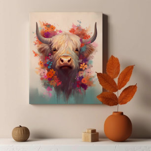 Highland Cow Canvas Wall Art Farmyard Wall Decor