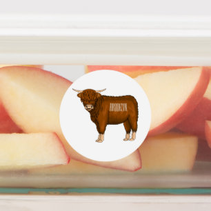 Highland cow cartoon illustration 