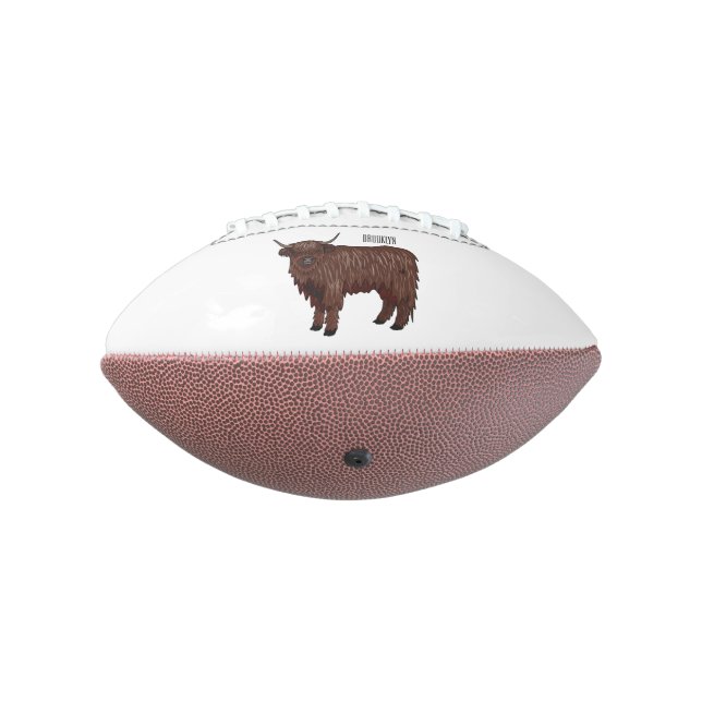 Highland cow cartoon illustration  american football (Rotated 270)