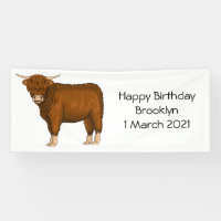 Highland cow cartoon illustration