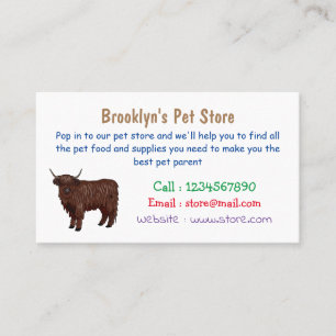 Highland cow cartoon illustration business card