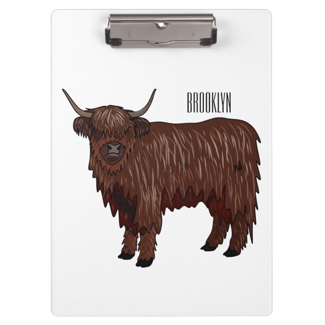 Highland cow cartoon illustration  clipboard (Front)