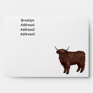Highland cow cartoon illustration envelope