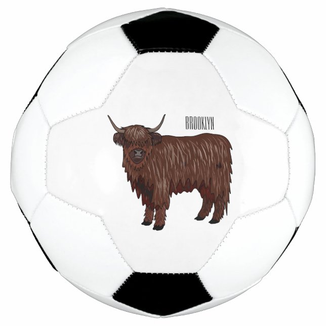 Highland cow cartoon illustration  football (Front)