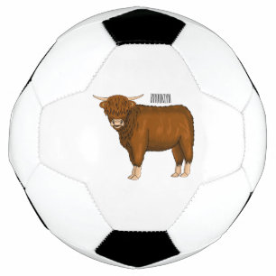 Highland cow cartoon illustration football