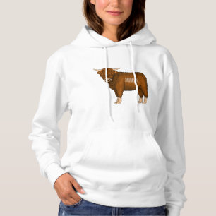 Highland cow cartoon illustration hoodie