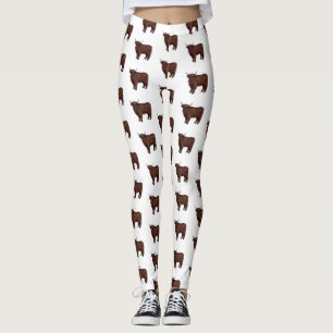 Highland cow cartoon illustration  leggings