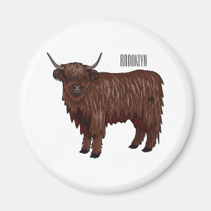 Highland cow cartoon illustration  magnet