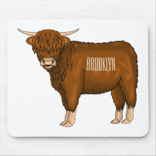 Highland cow cartoon illustration  mouse mat