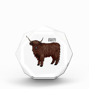 Highland cow cartoon illustration photo block