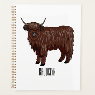 Highland cow cartoon illustration  planner