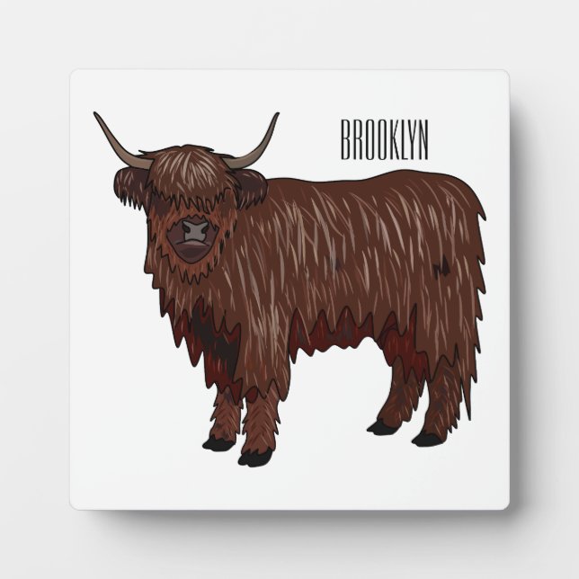 Highland cow cartoon illustration  plaque (Front)