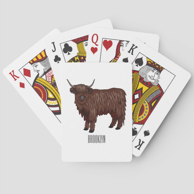 Highland cow cartoon illustration  playing cards (Back)